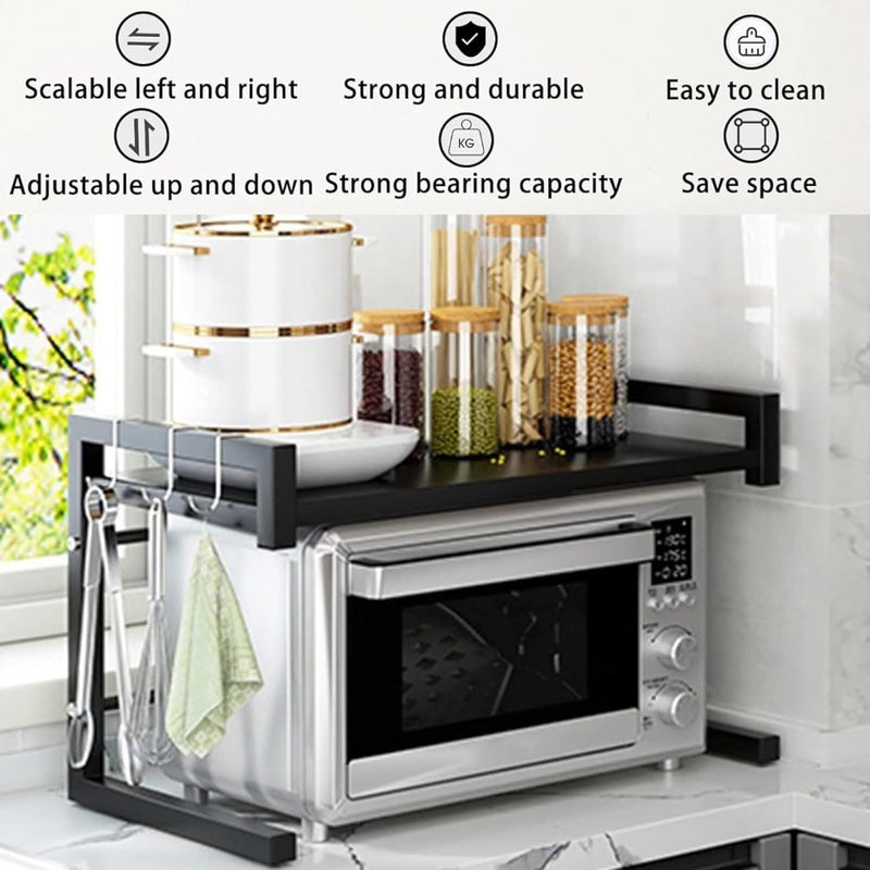 Microwave Oven Rack 2- Tier Kitchen Shelf Black