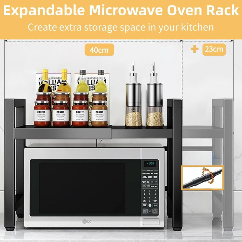 Microwave Oven Rack 2- Tier Kitchen Shelf Black