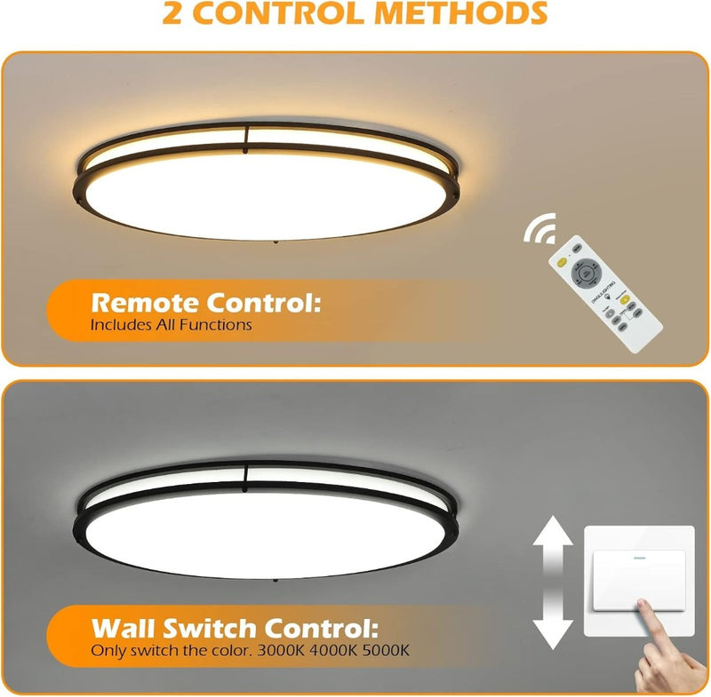 32"Ceiling Light 65W Black with Remote Control Dimmable Kitchen Ceiling Lighting