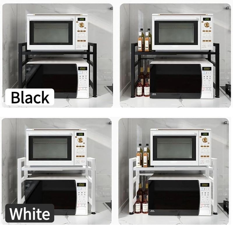 Microwave Oven Rack 2- Tier Kitchen Shelf Black