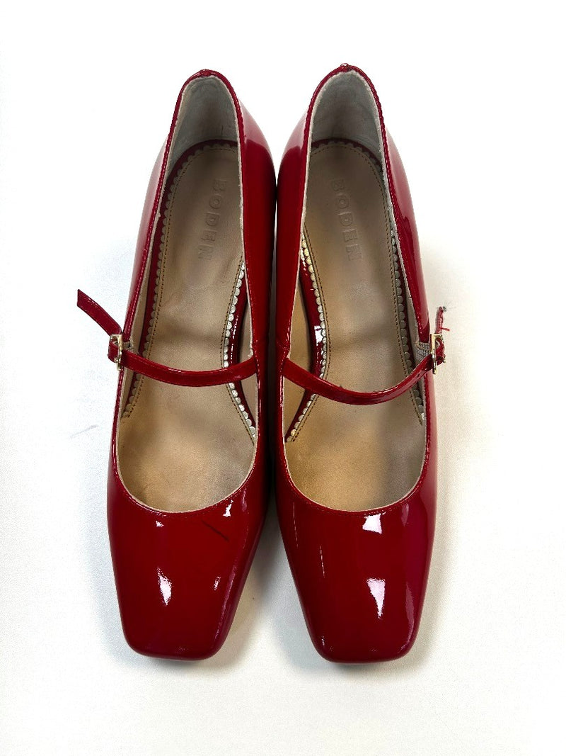 BODEN Block Heel Mary Jane EU 37 UK 4 Red Patent New W/Fault