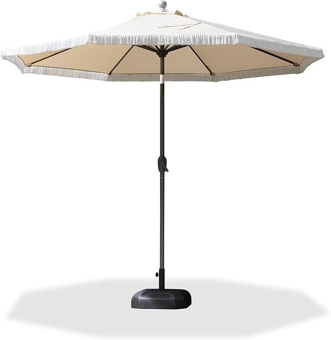 2.7M Garden Market Parasol Outdoor Table Fringe Tassel Patio Umbrellas