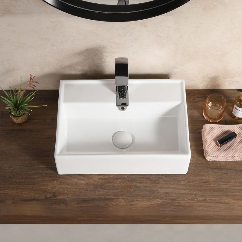 Bathroom Basin Sink Ceramic Wall Mounted White