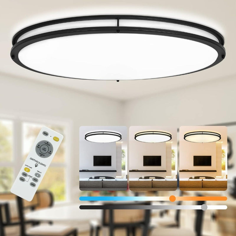 32"Ceiling Light 65W Black with Remote Control Dimmable Kitchen Ceiling Lighting