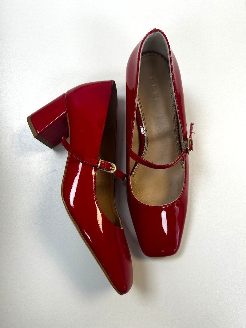 BODEN Block Heel Mary Jane EU 37 UK 4 Red Patent New W/Fault