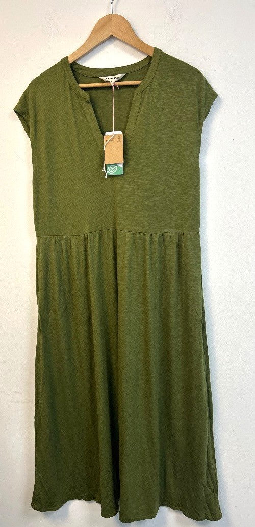 BODEN Chloe Notch Jersey Midi Dress Size 18R Khaki Green NWT w/Fault