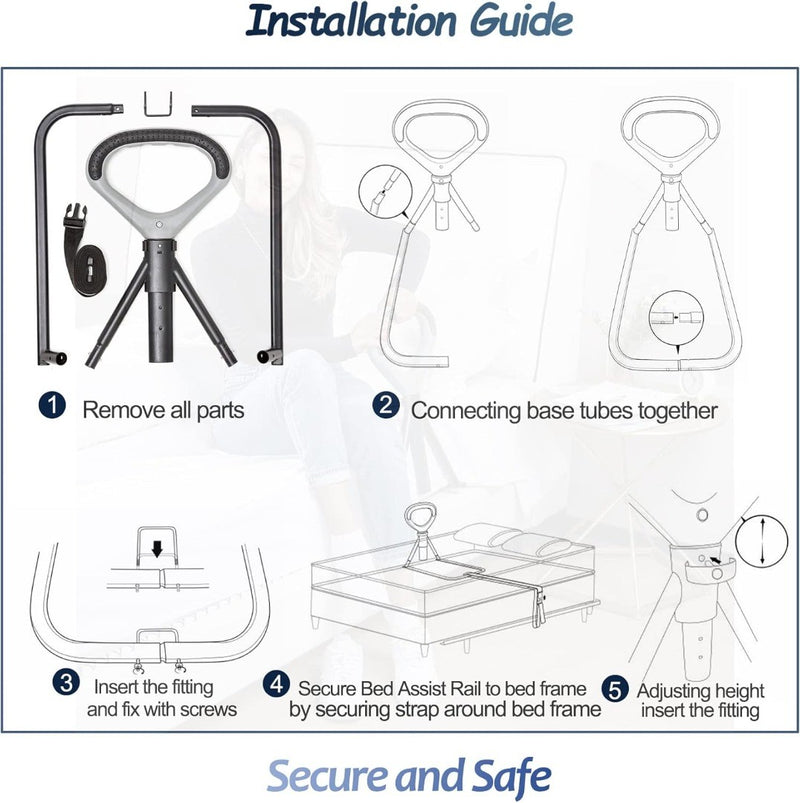 Bed Assist Rail Adjustable Height