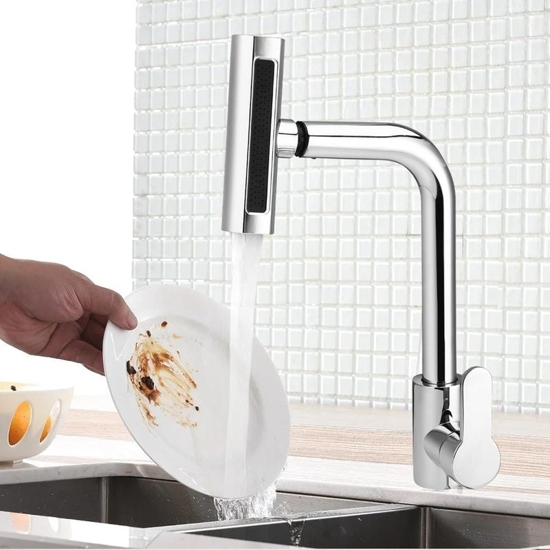 Waterfall Tap Kitchen Mixer Single Handle Silver