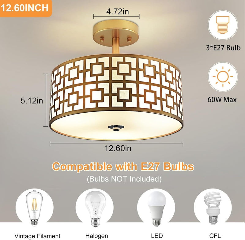 Stylish Semi Flush Mount Ceiling Lights Gold