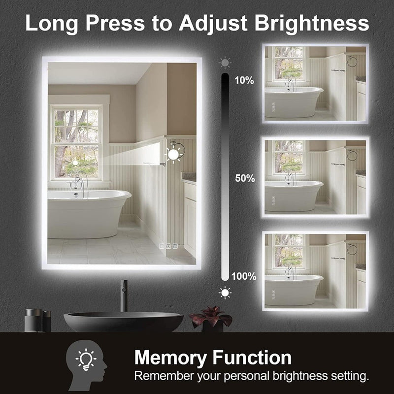 Bathroom LED Mirror, 700x500mm Illuminated Backlit Bathroom Mirror