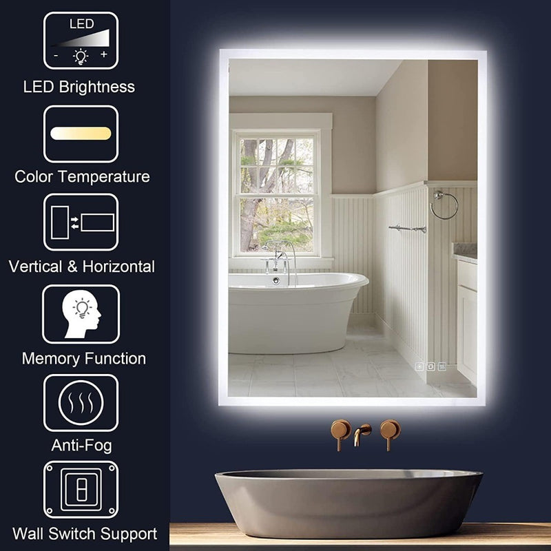 Bathroom LED Mirror, 700x500mm Illuminated Backlit Bathroom Mirror