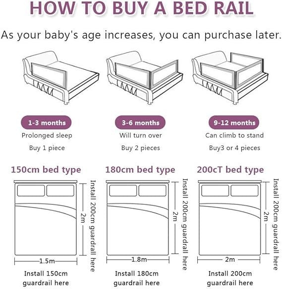 Toddlers Bed Rails Extra Long Swing Down Baby Bed Guards Fold Down Safety