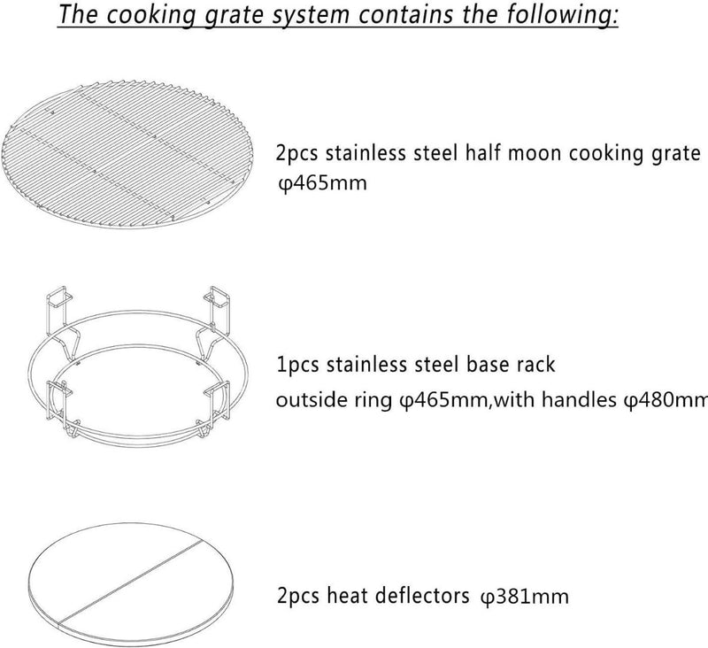 Cooking System - 2xGrates, 1xRack, 2xHeat deflectors