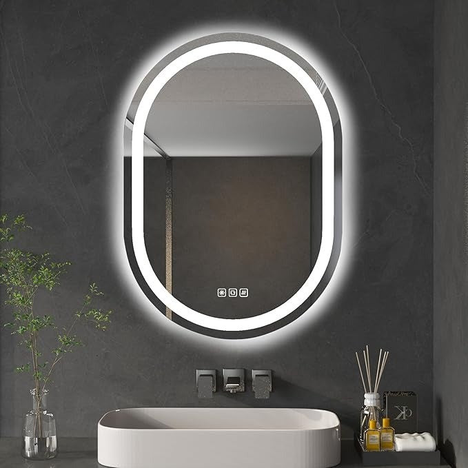 Oval LED Bathroom Mirror with Front and Back Lights 500x700mm