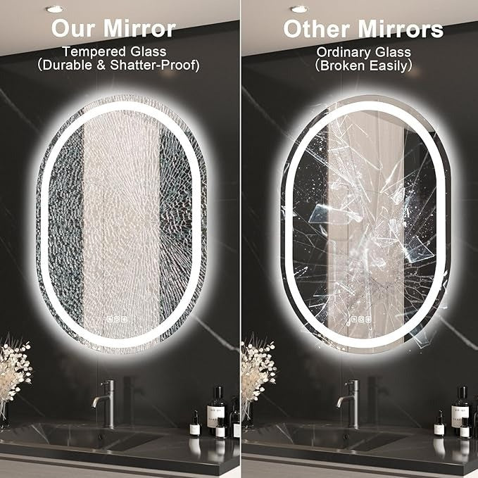 Oval LED Bathroom Mirror with Front and Back Lights 500x700mm