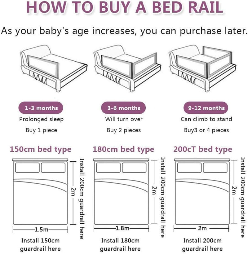 Toddlers Bed Rails Extra Long Swing Down Baby Bed Guards