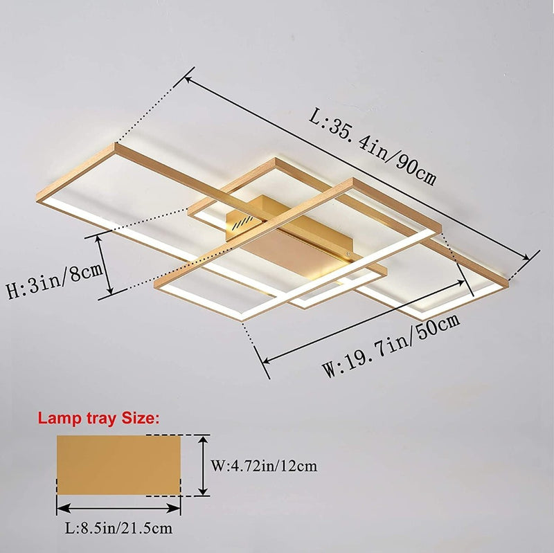 LED Ceiling Light,Modern LED Ceiling Lamps with 3-Squares,75W Metal Acryl