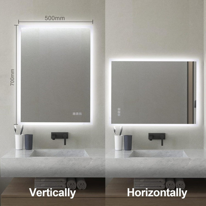 Bathroom LED Mirror, 700x500mm Illuminated Backlit Bathroom Mirror