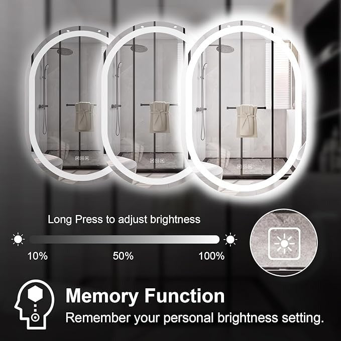 Oval LED Bathroom Mirror with Front and Back Lights 500x700mm