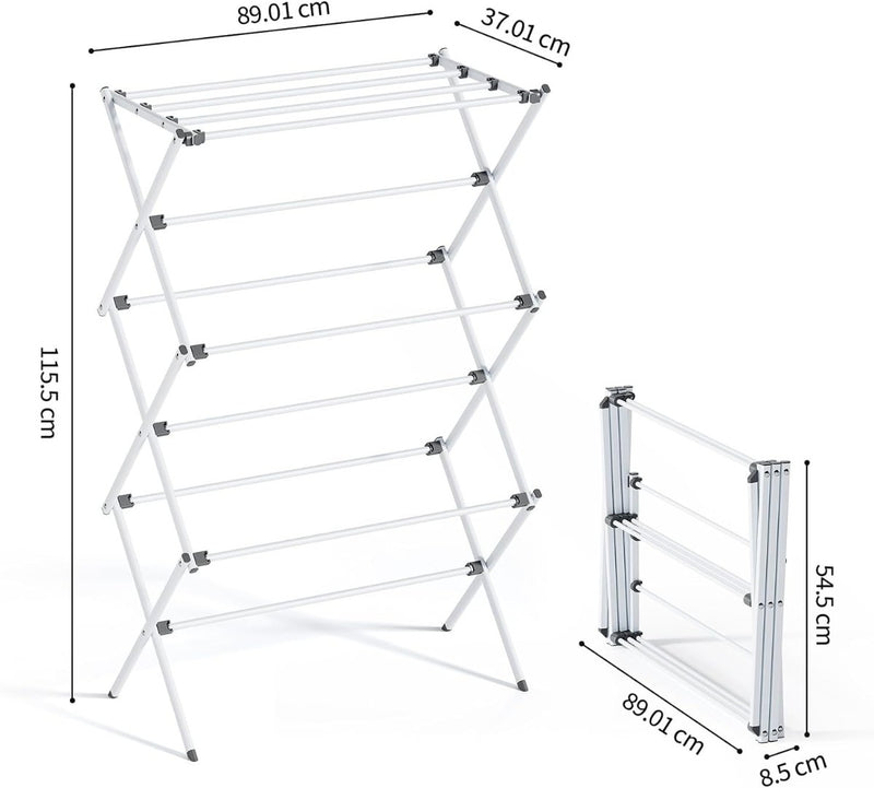 Extendable Clothes Line, 3-Tier Clothes Drying Rack, Folding Laundry