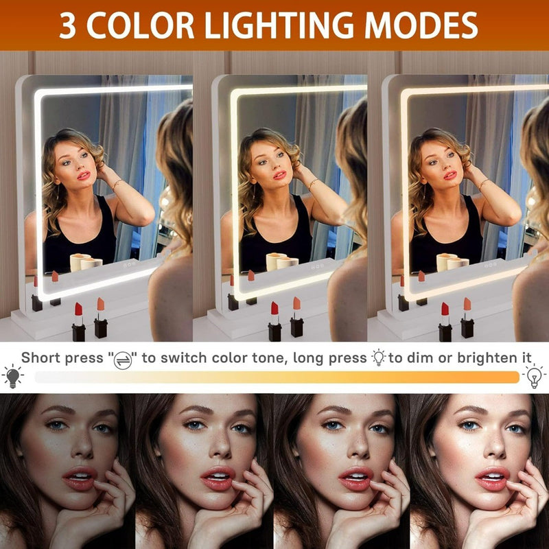 Hasipu Vanity Mirror With Lights, 32" X 22" Led Makeup Mirror