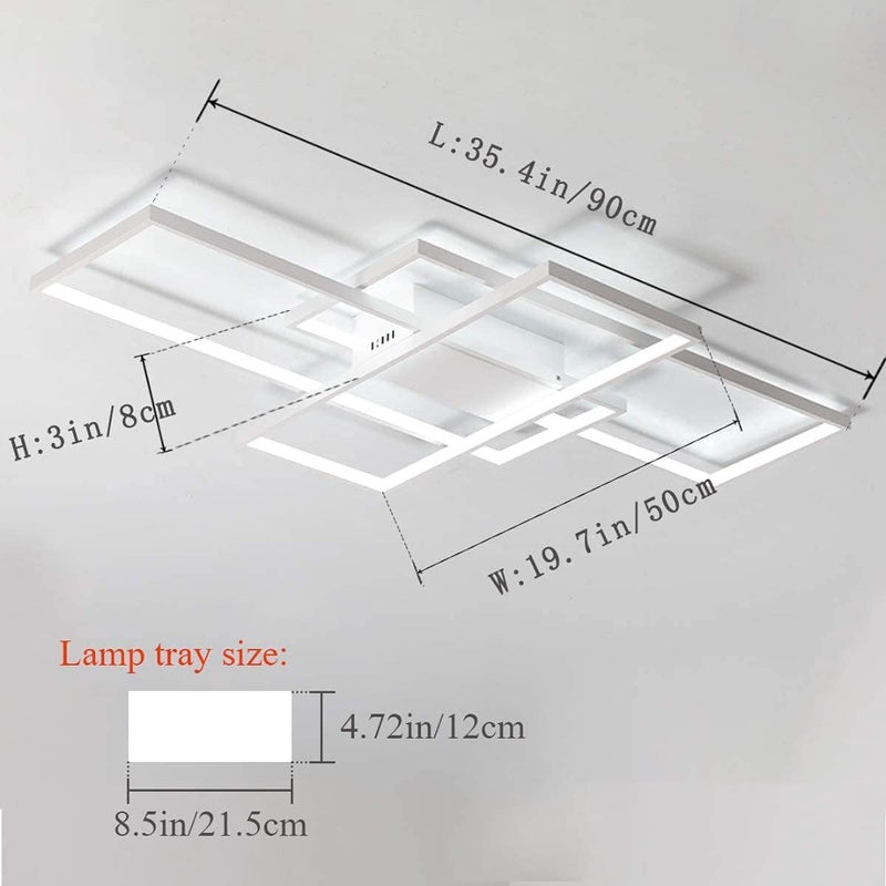 JIINOO Ceiling Light, Modern LED Ceiling Lamps with 3 Squares,75W Cool White Sim