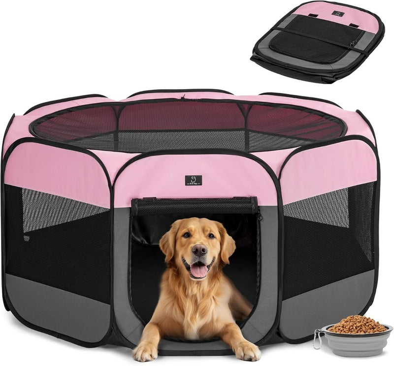 A 4 Pet Dog Playpen for Large Dogs, Portable Pet Playpen with Waterproof Bottom