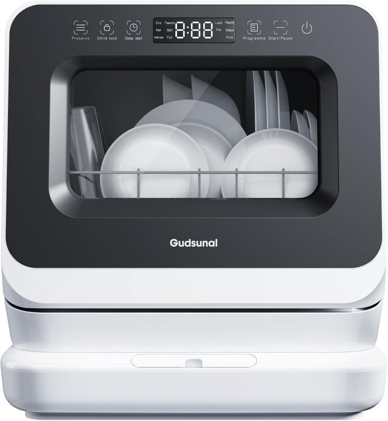 Gudsunal Table Top Dishwasher, Countertop Dishwasher with 7L