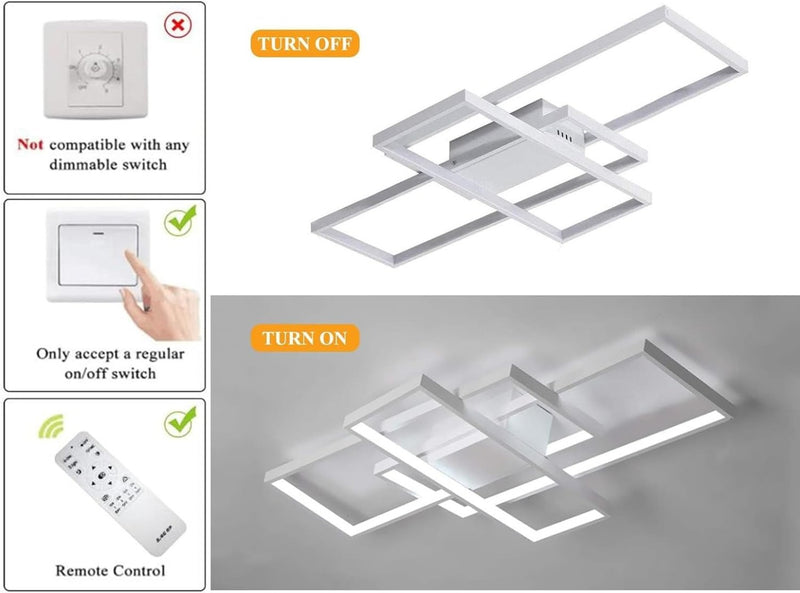 JIINOO Ceiling Light Dimmable LED Chandelier with Remote Control