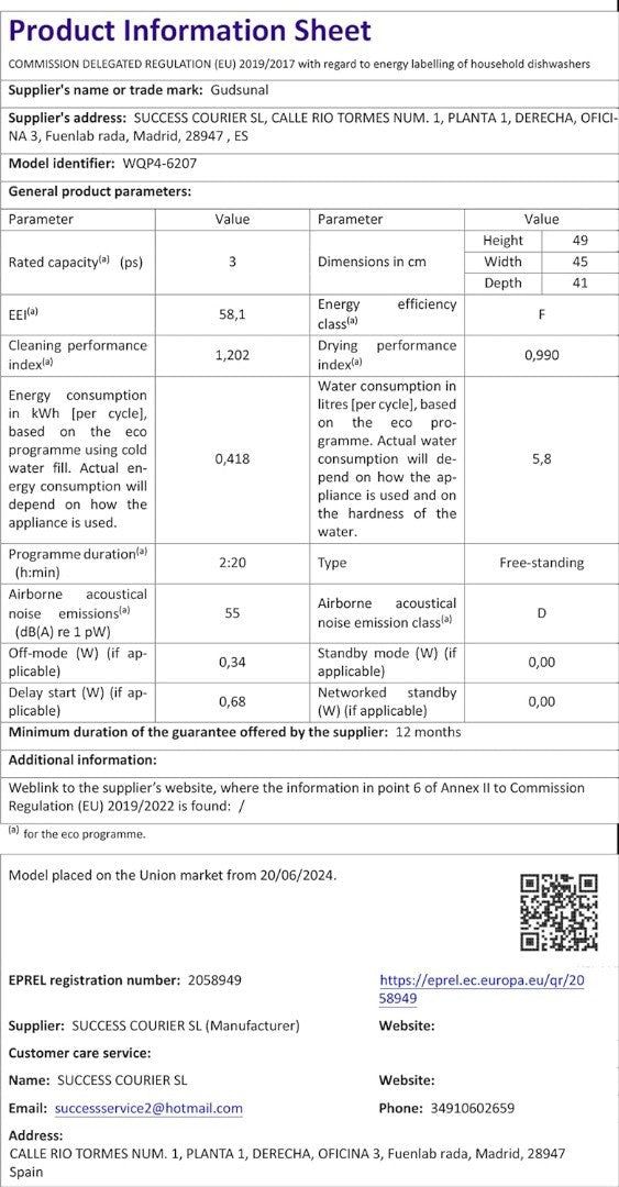 Gudsunal Table Top Dishwasher, Countertop Dishwasher with 7L