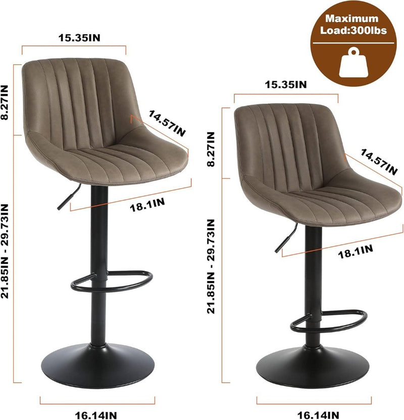 Adjustable Bar Stools x2 PU Leather