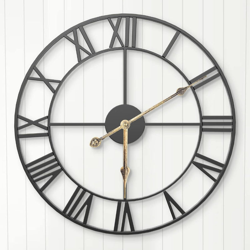 Silent Wall Clock - 40cm - Non-Ticking - Metal - Black