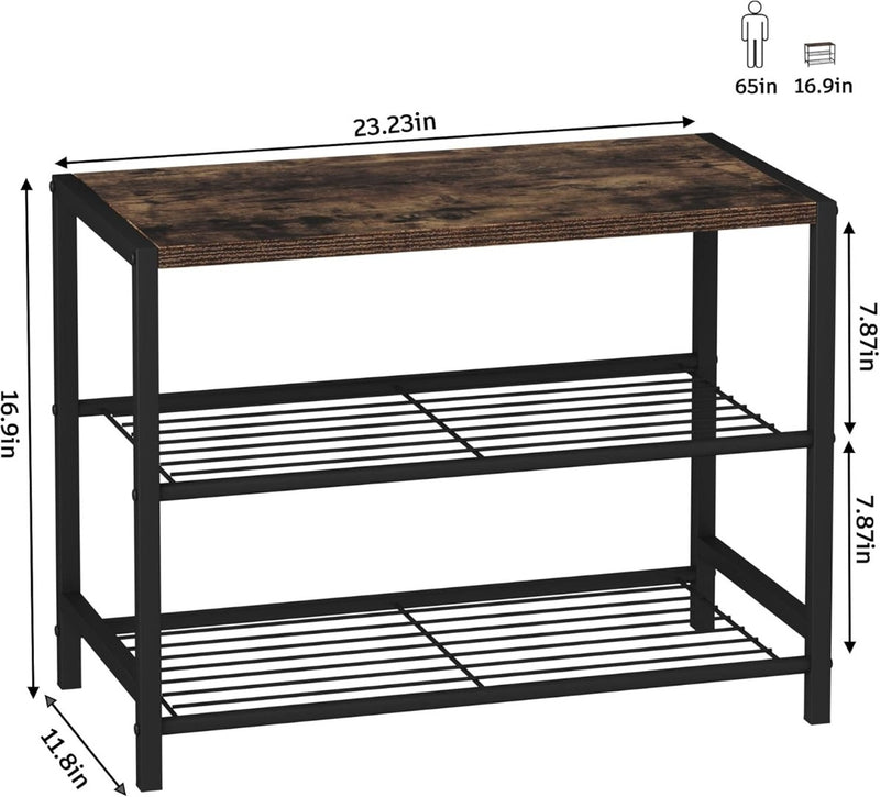 3-Tier Industrial Shoe Rack Metal Shoe Storage