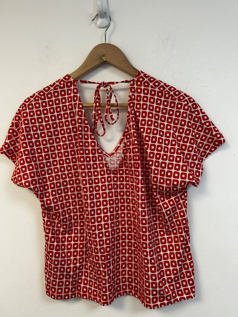 BODEN Tie Back Jersey Top UK 10 Vermillion Cube NEW