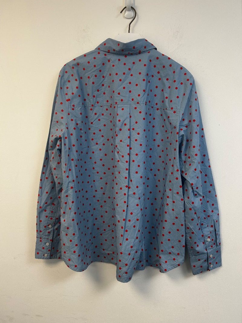 BODEN Sienna Cotton Shirt UK 22 Heron Blue Spaced Dot NWT w/Fault