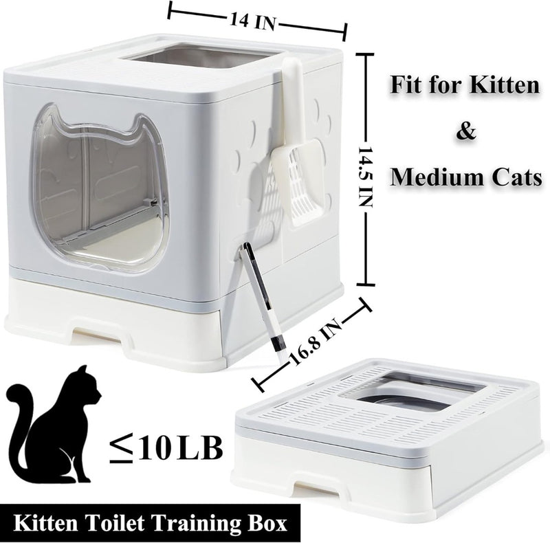 Covered Cat Litter Box with Lid for Small and Medium Cats, Top Entry Kit