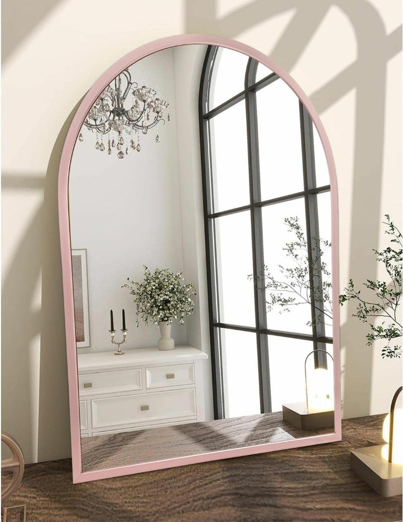 Arched Wall Mirror - Metal Frame - Rose Gold - 65cm x 45cm