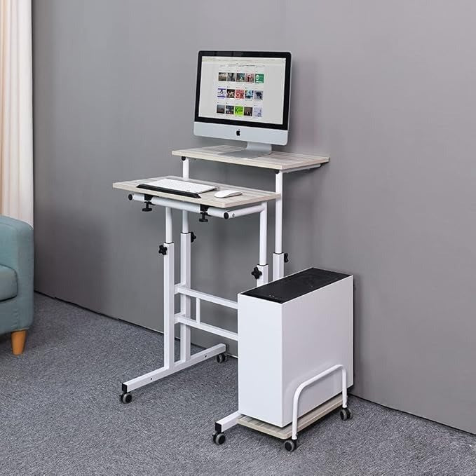 Adjustable Standing Computer Desk, Standing Adjustable Laptop Cart with Wheels