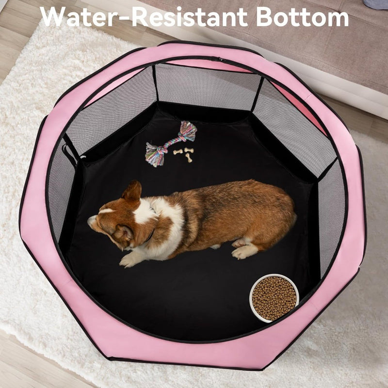 A 4 Pet Dog Playpen for Large Dogs, Portable Pet Playpen with Waterproof Bottom