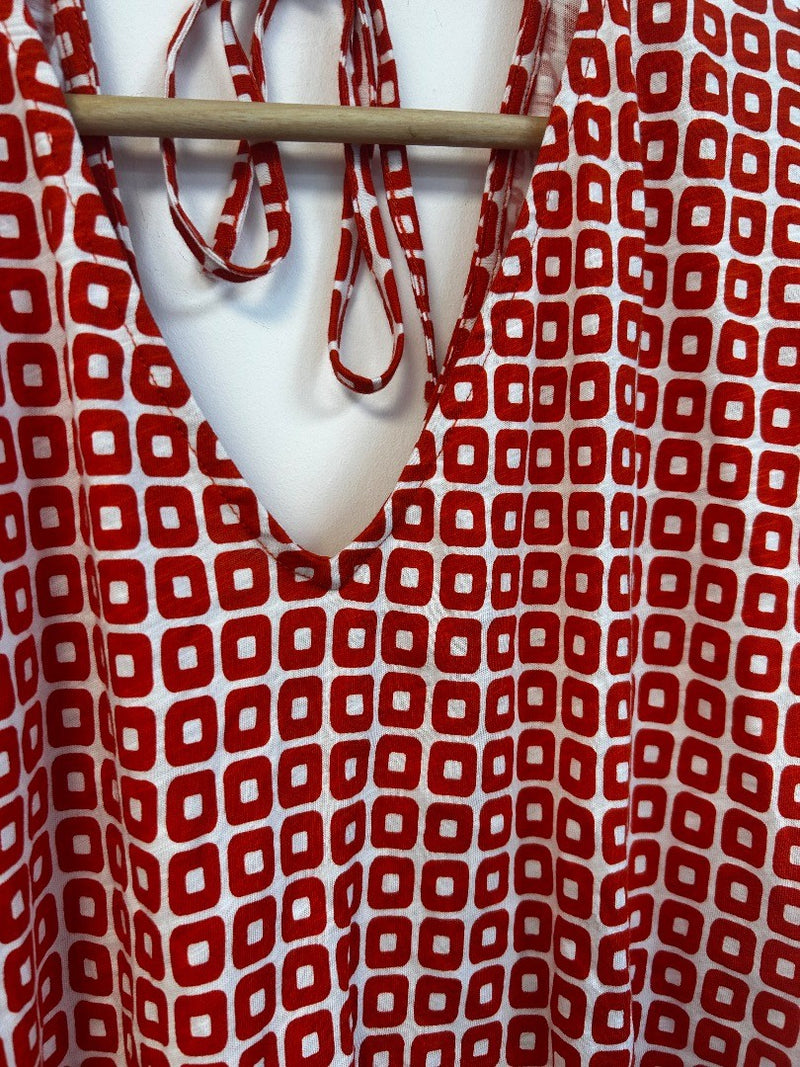 BODEN Tie Back Jersey Top UK 10 Vermillion Cube NEW