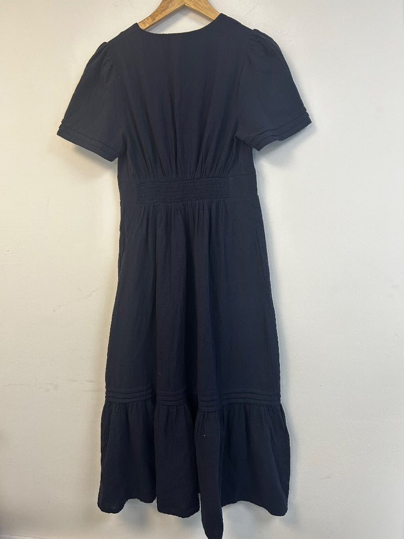 BODEN Eve Double Cloth Midi Dress UK 10L Long Navy NWT