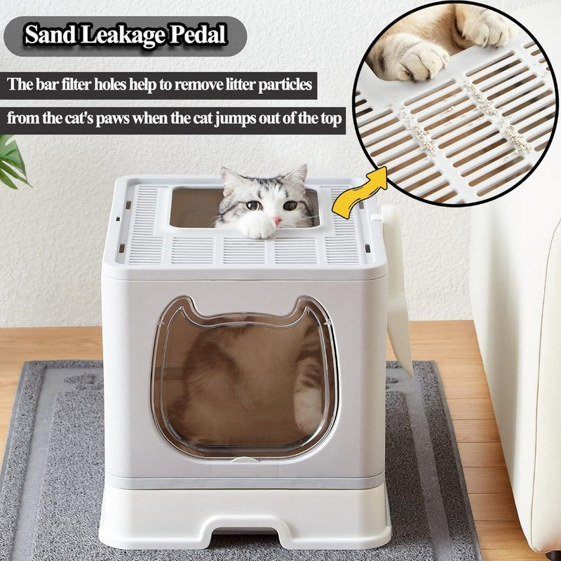 Covered Cat Litter Box with Lid for Small and Medium Cats, Top Entry Kit