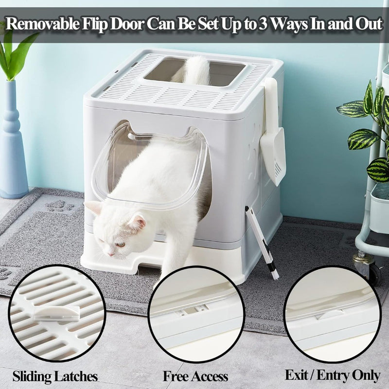 Covered Cat Litter Box with Lid for Small and Medium Cats, Top Entry Kit