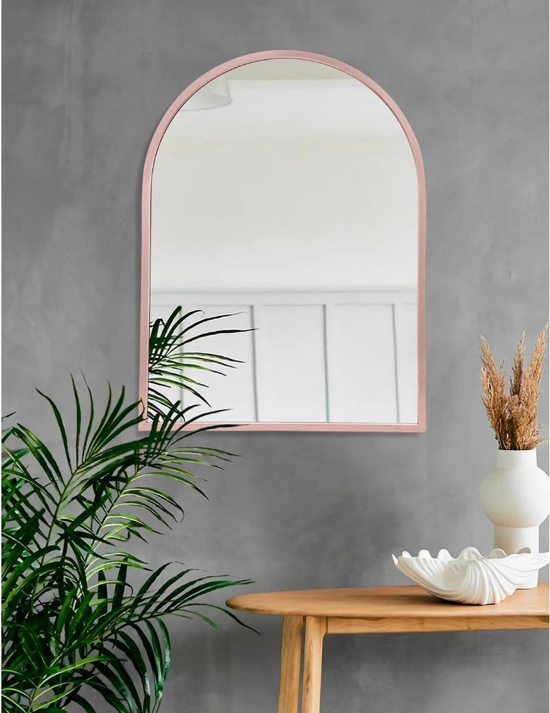 Arched Wall Mirror - Metal Frame - Rose Gold - 65cm x 45cm