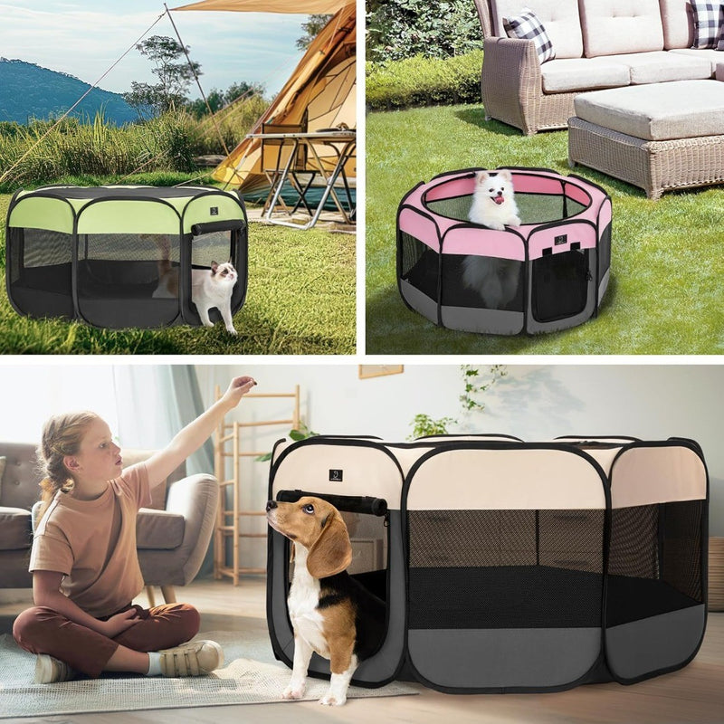 A 4 Pet Dog Playpen for Large Dogs, Portable Pet Playpen with Waterproof Bottom