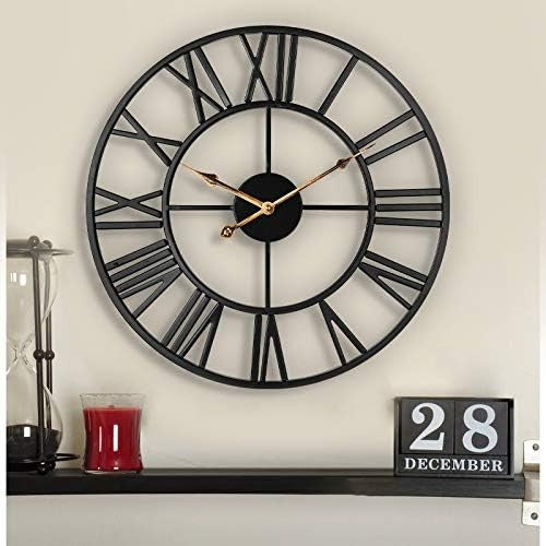 Silent Wall Clock - 40cm - Non-Ticking - Metal - Black