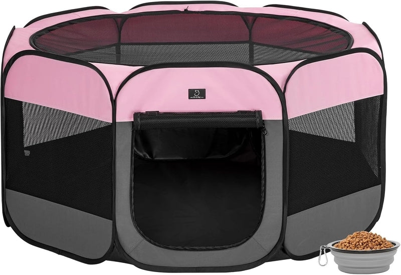 A 4 Pet Dog Playpen for Large Dogs, Portable Pet Playpen with Waterproof Bottom