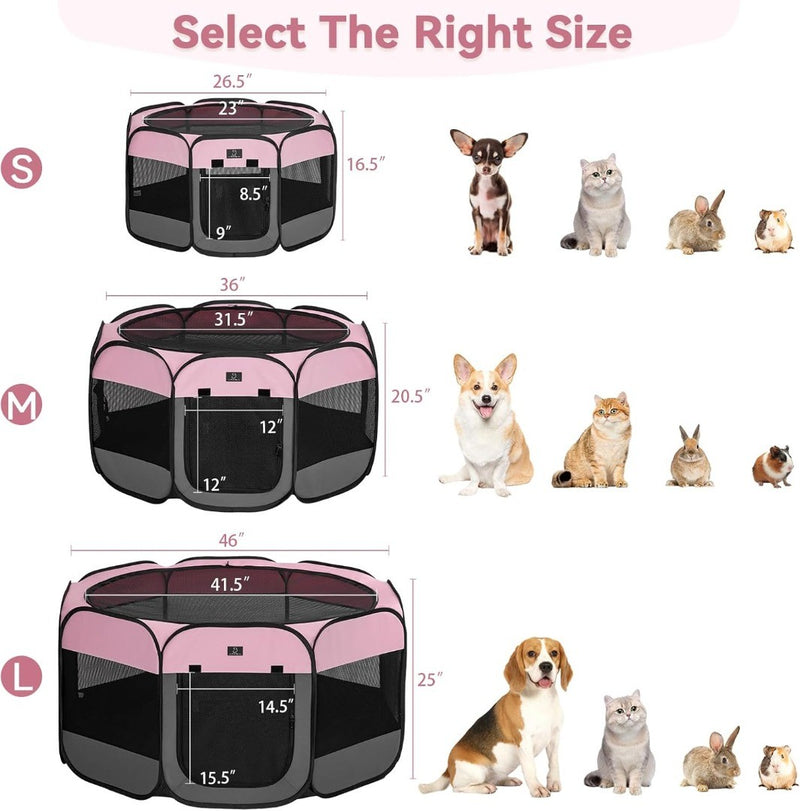 A 4 Pet Dog Playpen for Large Dogs, Portable Pet Playpen with Waterproof Bottom