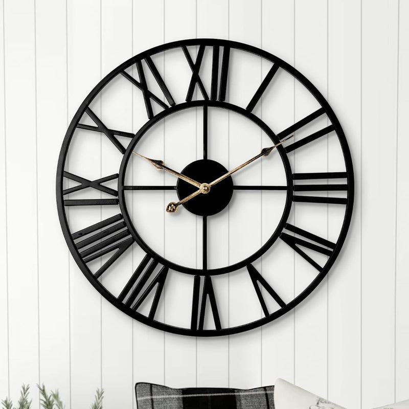 Silent Wall Clock - 40cm - Non-Ticking - Metal - Black