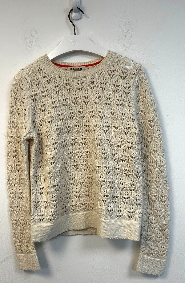 BODEN Crochet Knit Jumper Size XS Warm Ivory NEW w/Fault